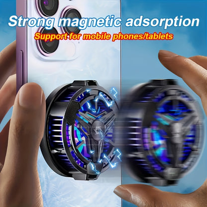 Phone cooler with LED light and digital display, magnetic clip-on 2in1.