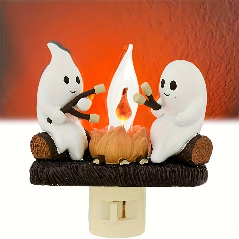 2024 New Ghost Night Light，3D LED Faux Campfire Night Light