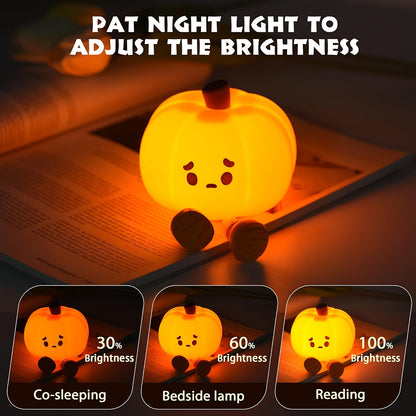 Silicone LED Pumpkin Night Light, Adjustable Brightness