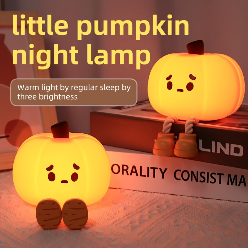 Silicone LED Pumpkin Night Light, Adjustable Brightness