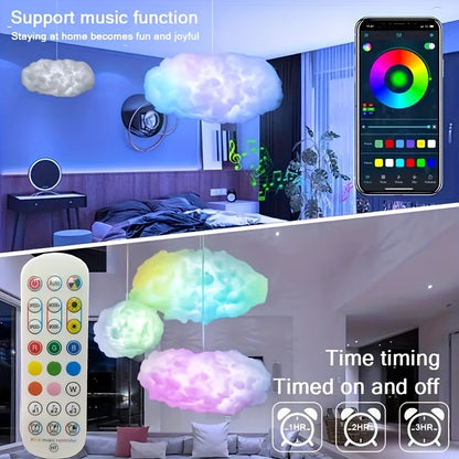 3D Big Cloud Lightning Light Kit - with Music Sync, RGB Multicolor Changing Light Bar