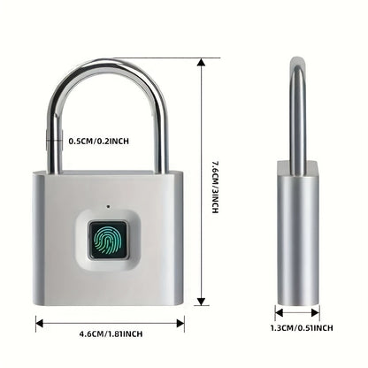 Advanced Biometric Smart Padlock - Fingerprint Recognition, USB Rechargeable