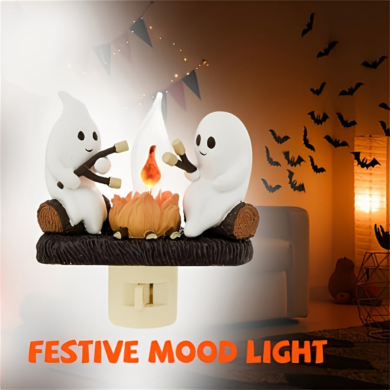 2024 New Ghost Night Light，3D LED Faux Campfire Night Light