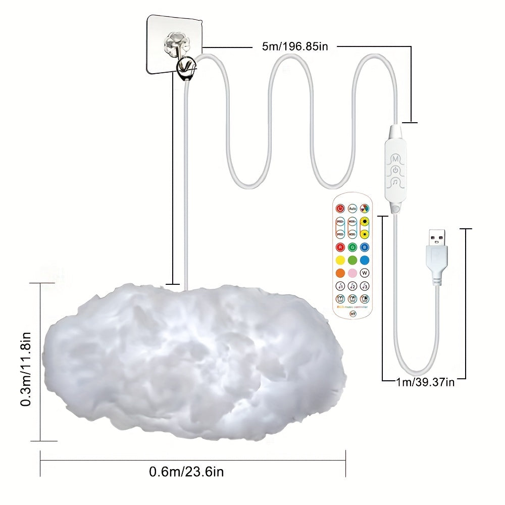 3D Big Cloud Lightning Light Kit - with Music Sync, RGB Multicolor Changing Light Bar