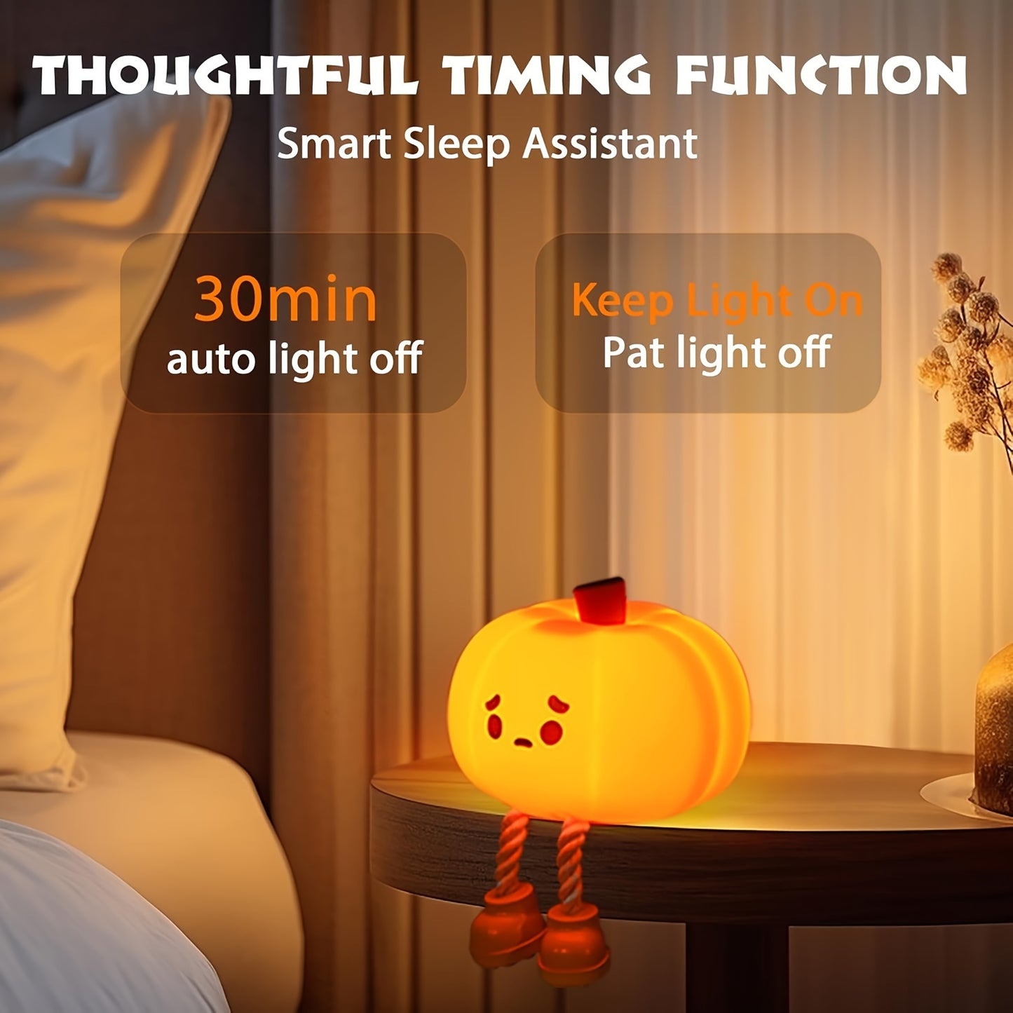 Silicone LED Pumpkin Night Light, Adjustable Brightness