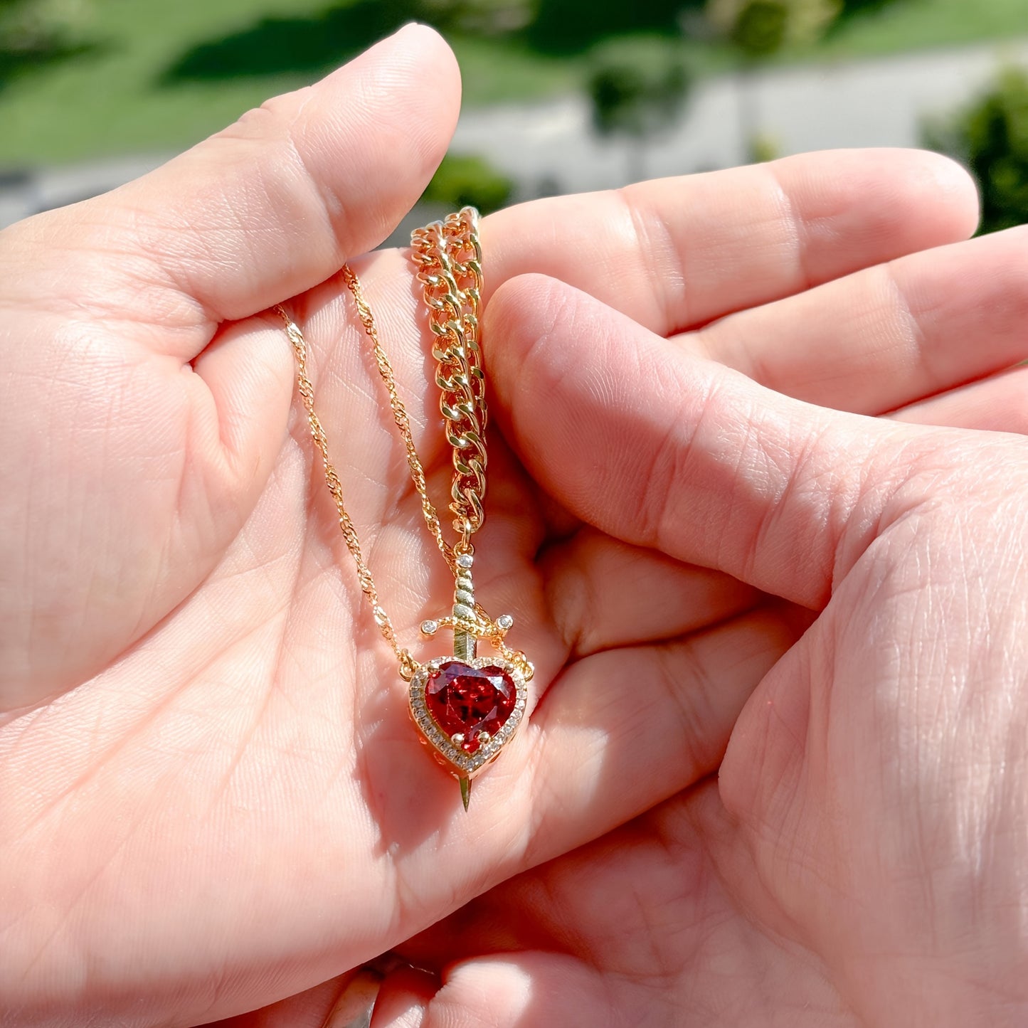 Heart and Sword Necklace