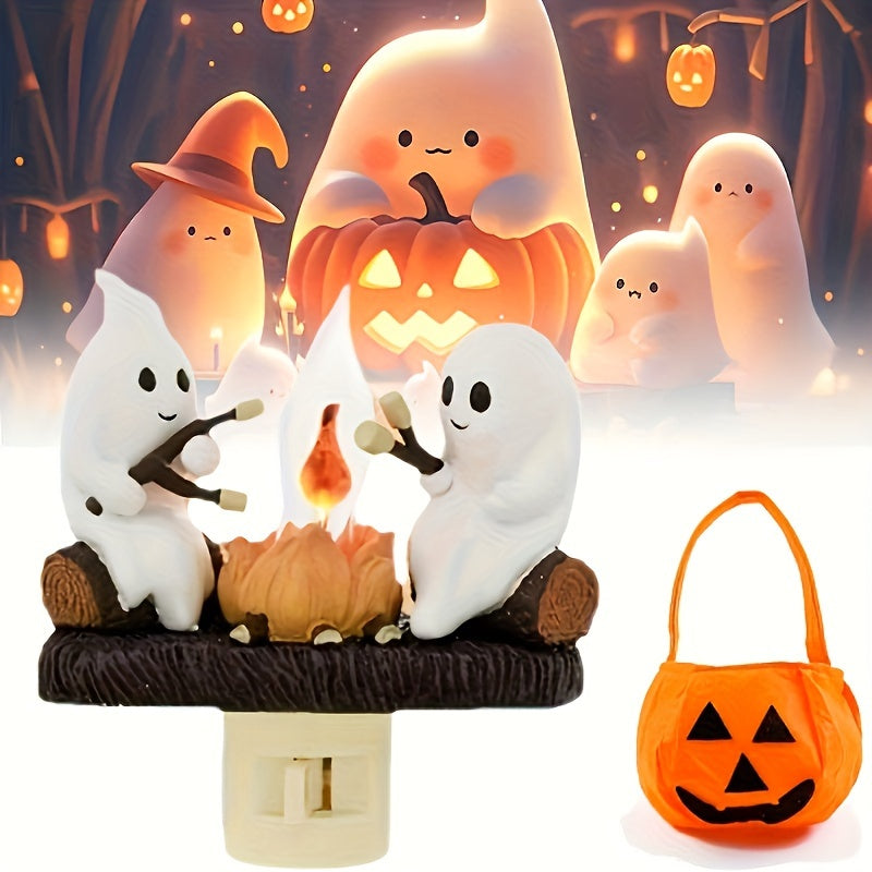 2024 New Ghost Night Light，3D LED Faux Campfire Night Light