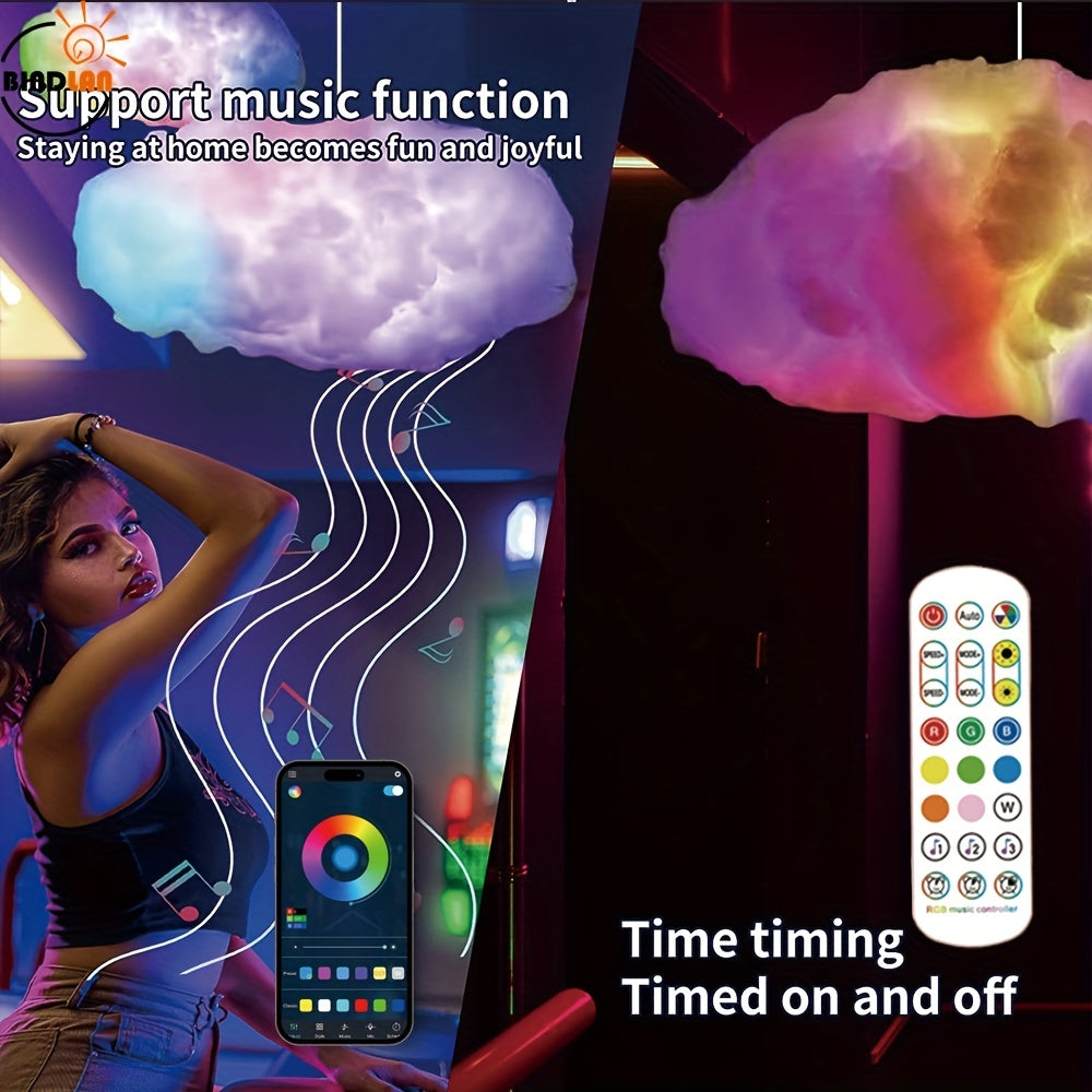 3D Big Cloud Lightning Light Kit - with Music Sync, RGB Multicolor Changing Light Bar