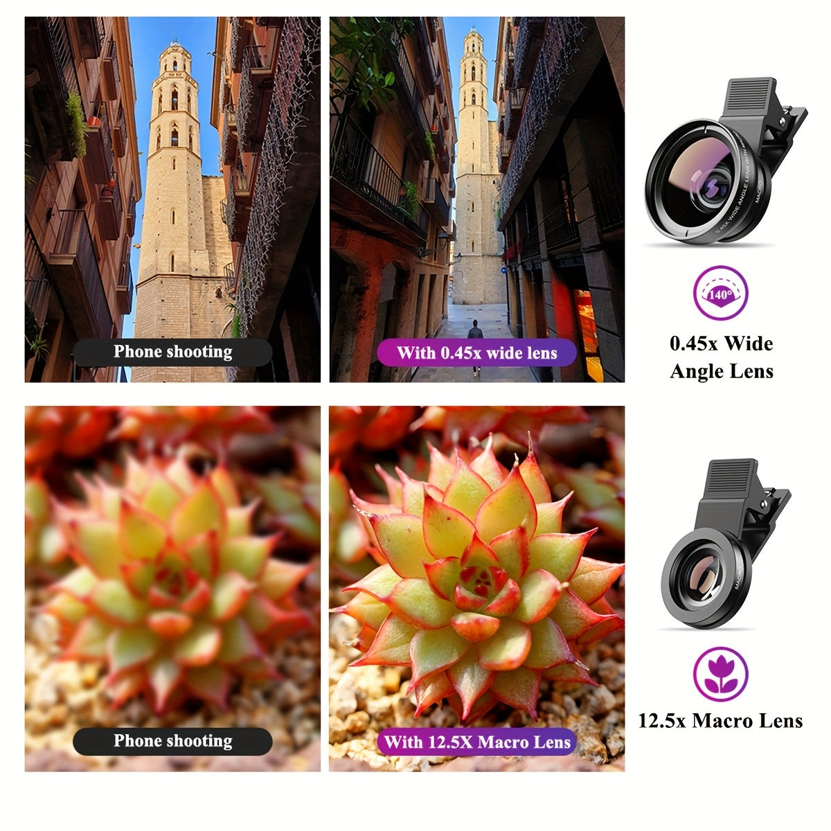 LuxRay® Pro Lens Kit for iPhone and Android, Macro and Wide Angle Lens