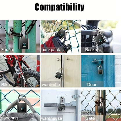 Advanced Biometric Smart Padlock - Fingerprint Recognition, USB Rechargeable