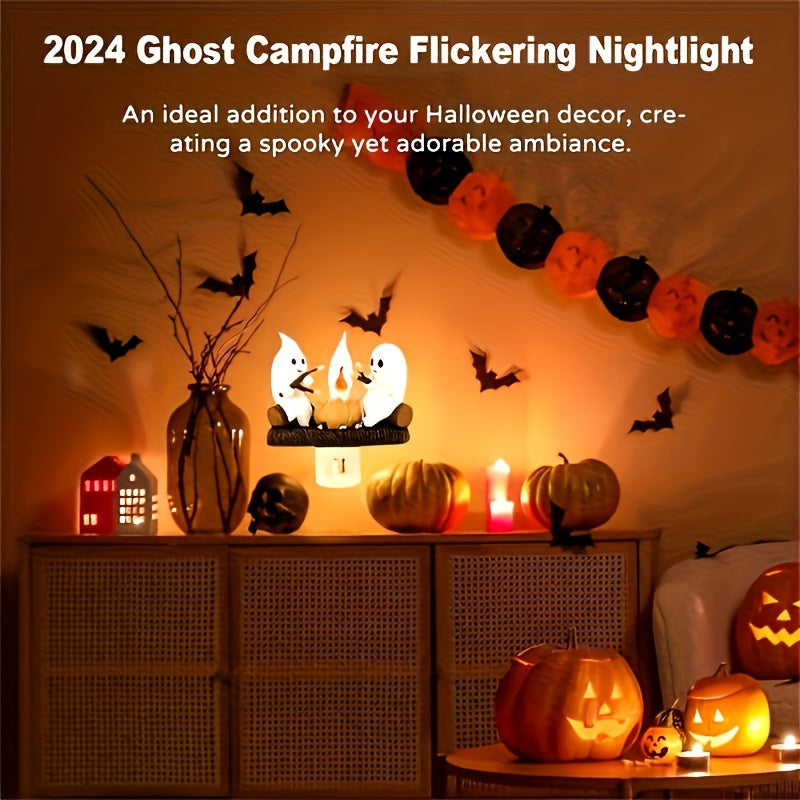 2024 New Ghost Night Light，3D LED Faux Campfire Night Light