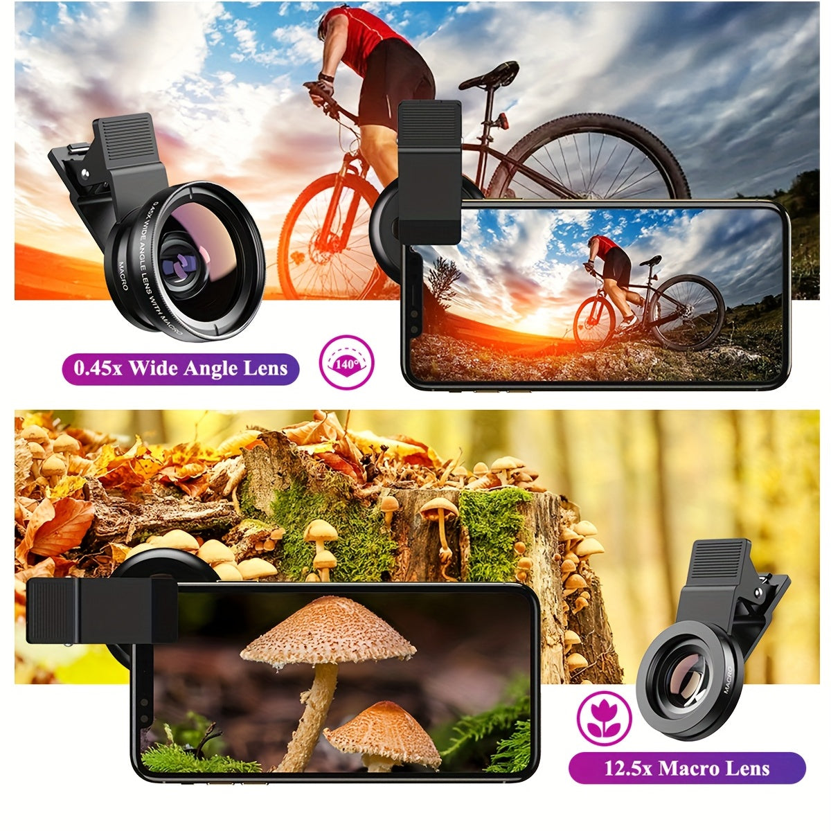 LuxRay® Pro Lens Kit for iPhone and Android, Macro and Wide Angle Lens