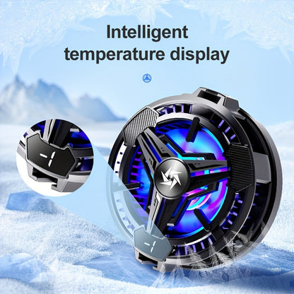 Phone cooler with LED light and digital display, magnetic clip-on 2in1.