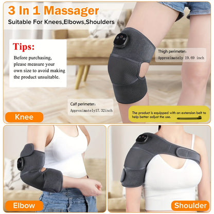 Wireless 3-in-1 Knee, Shoulder, and Elbow Heating Pad Massager with Heating and Vibration Functions