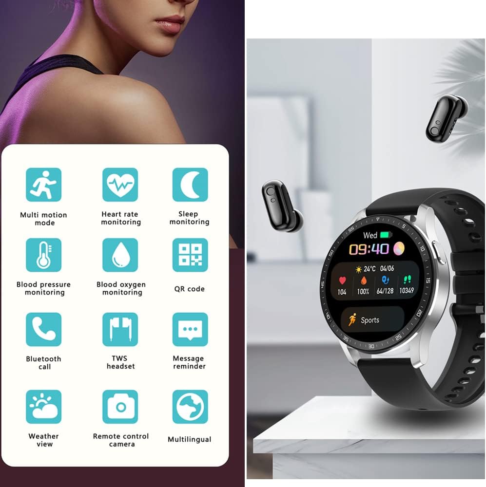 Smartwatch X7 with Earbuds 2-in-1: Step Counter, Calorie & Sleep Tracker, Heart Rate & Compatible with iOS & Android