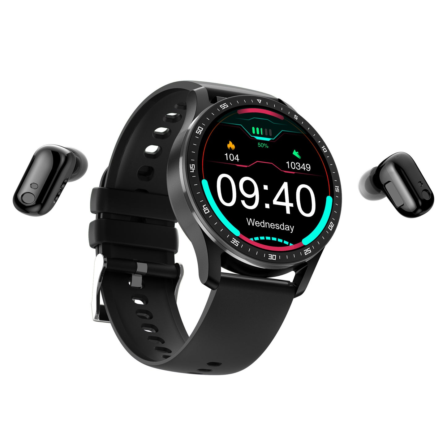 Smartwatch X7 with Earbuds 2-in-1: Step Counter, Calorie & Sleep Tracker, Heart Rate & Compatible with iOS & Android