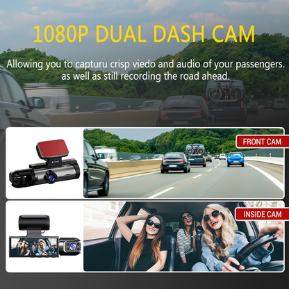 1080P Dual Camera Dash Cam with Night Vision & Wide-Angle Lens | 8.03 cm IPS Screen