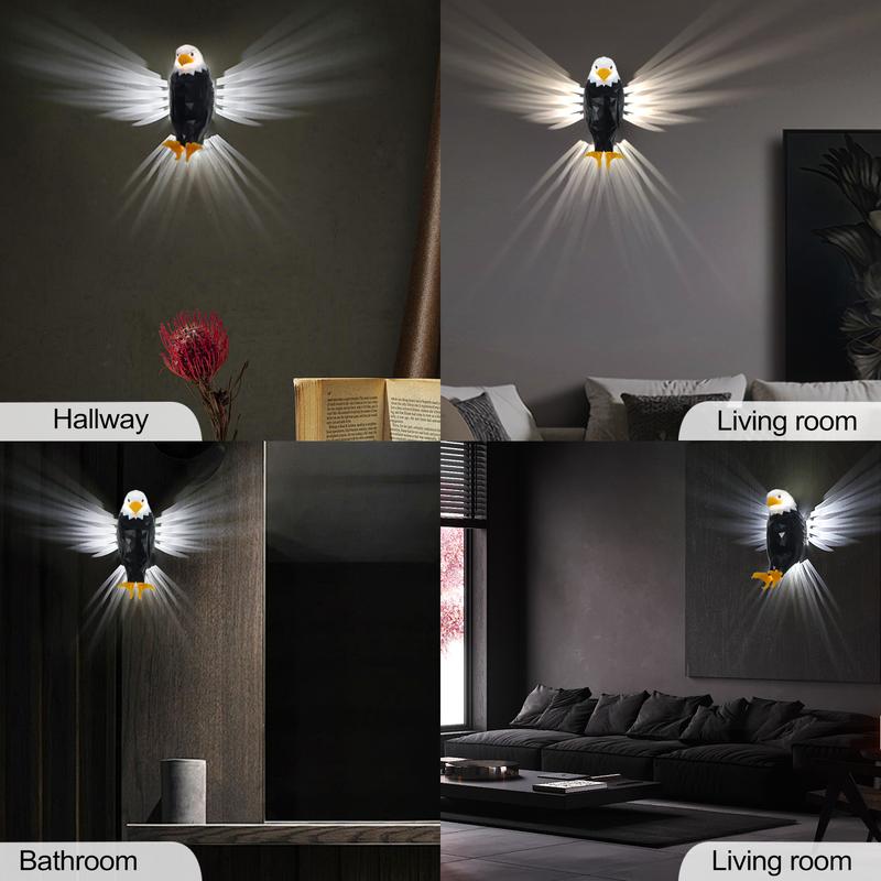 Bald Eagle Wall Lamp – Remote Controlled, Magnetic& Rechargeable Night Light for Bedroom, Living Room & Hallway