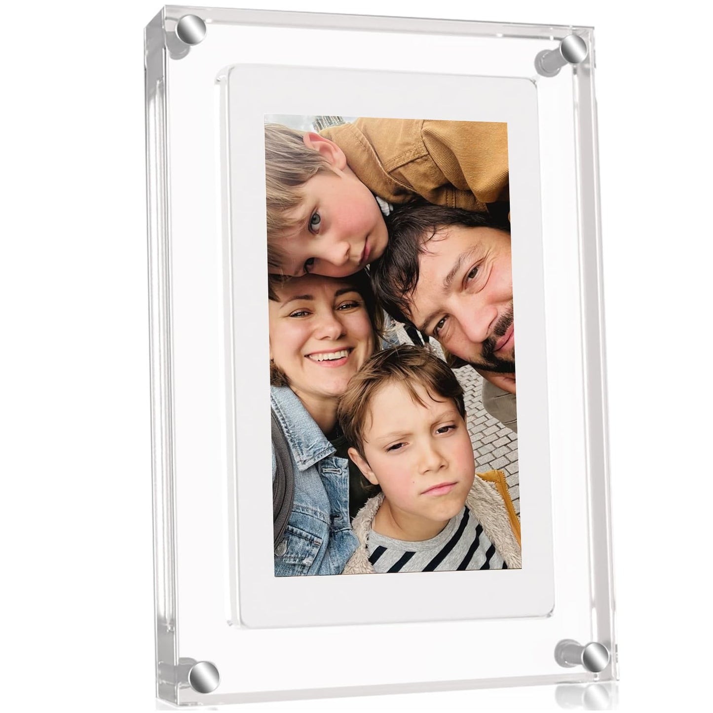 Acrylic 5" Digital Picture & Video Frame with Auto-Rotate, 4GB USB Stick & 1200mAh Battery.