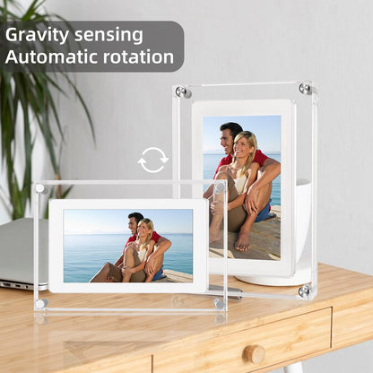 Acrylic 5" Digital Picture & Video Frame with Auto-Rotate, 4GB USB Stick & 1200mAh Battery.