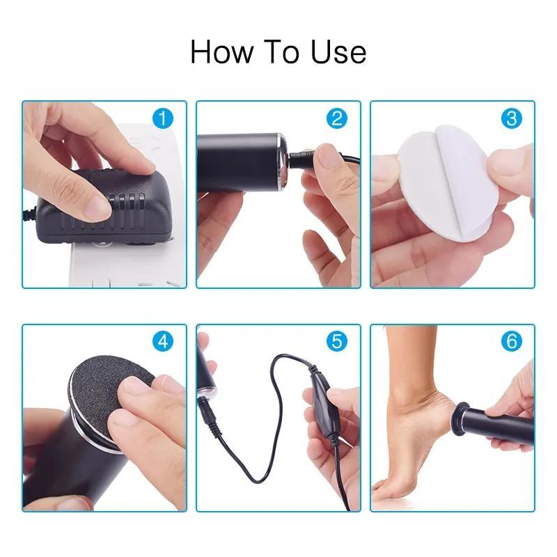 Electronic Foot File Grinder with 60pcs Replacement Sandpaper Disk for Dead Skin & Calluses Removal