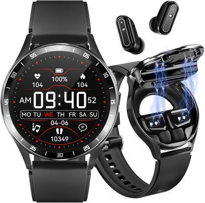 Smartwatch X7 with Earbuds 2-in-1: Step Counter, Calorie & Sleep Tracker, Heart Rate & Compatible with iOS & Android