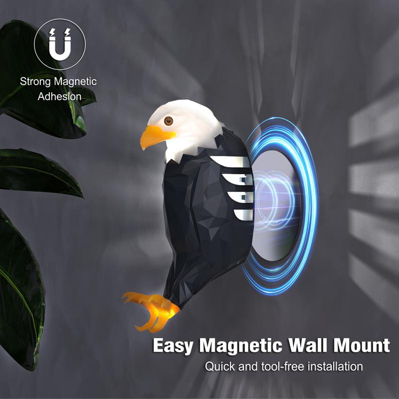 Bald Eagle Wall Lamp – Remote Controlled, Magnetic& Rechargeable Night Light for Bedroom, Living Room & Hallway