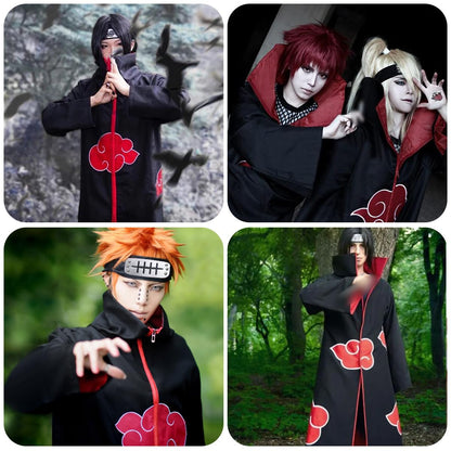 Akatsuki Coat Set- Unisex Black Robe Cosplay CostumeAccessories