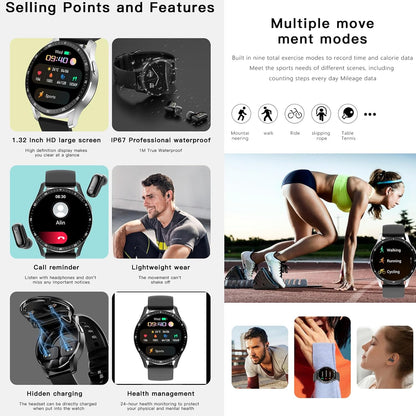 Smartwatch X7 with Earbuds 2-in-1: Step Counter, Calorie & Sleep Tracker, Heart Rate & Compatible with iOS & Android