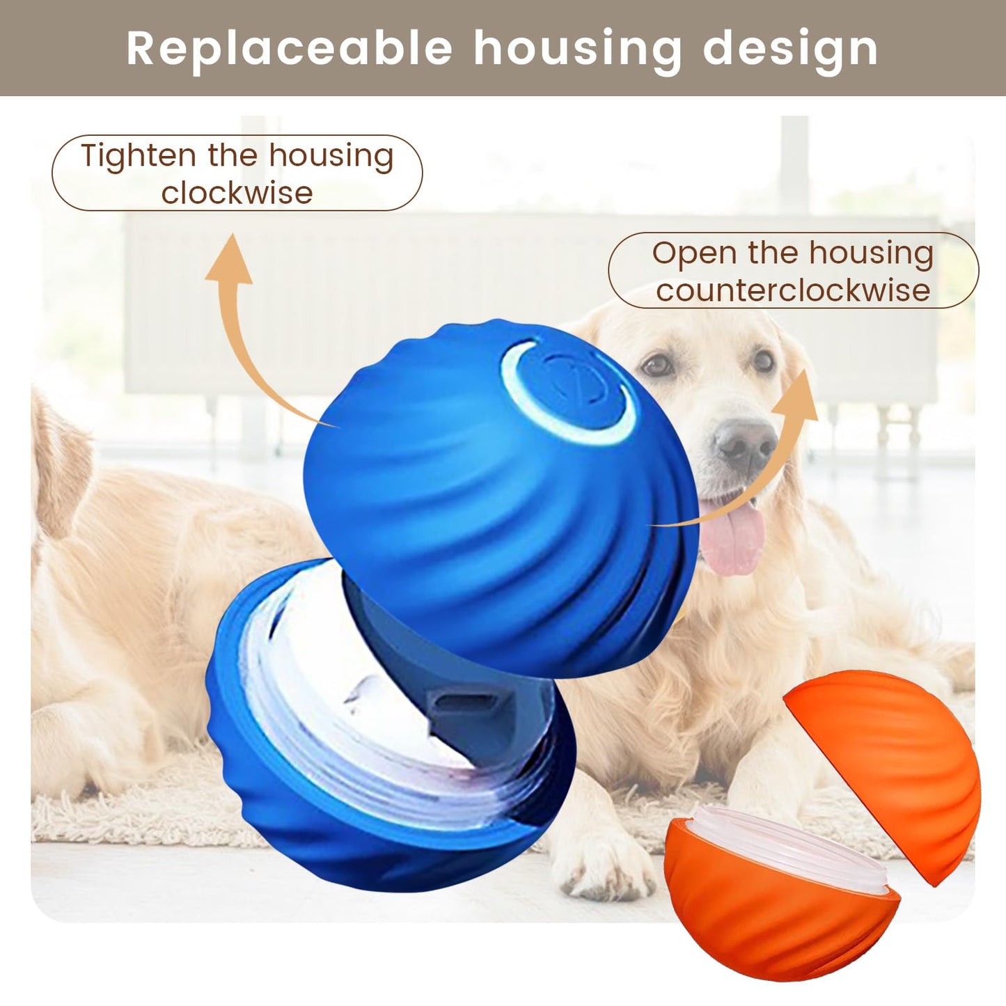 Interactive Rolling Ball Toy, USB Rechargeable, Suitable for Small/Medium Dogs