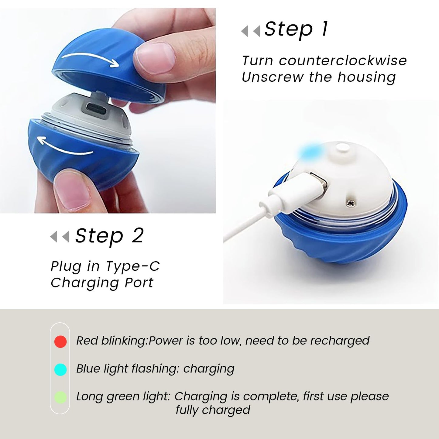 Interactive Rolling Ball Toy, USB Rechargeable, Suitable for Small/Medium Dogs