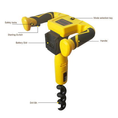 KUKUMAX Elektrische Aardboor - Accu-aangedreven, Borstelloze Motor, Ideaal voor Planten & Graven - Milieuvriendelijk & Stil