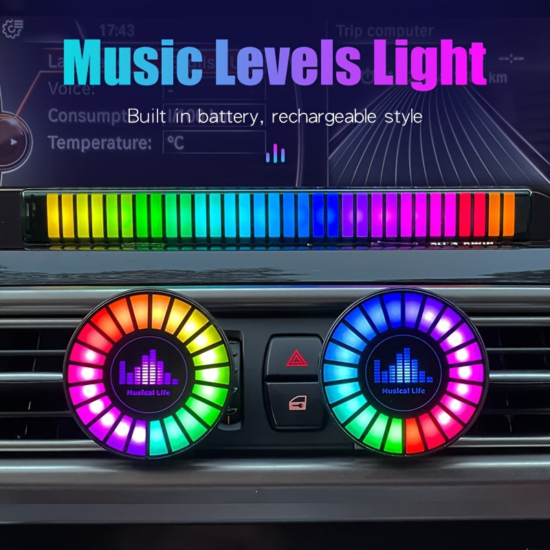 RGB Music-Activated USB Light: Sound Control Pickup Lamp for Car Interior and Computer Atmosphere