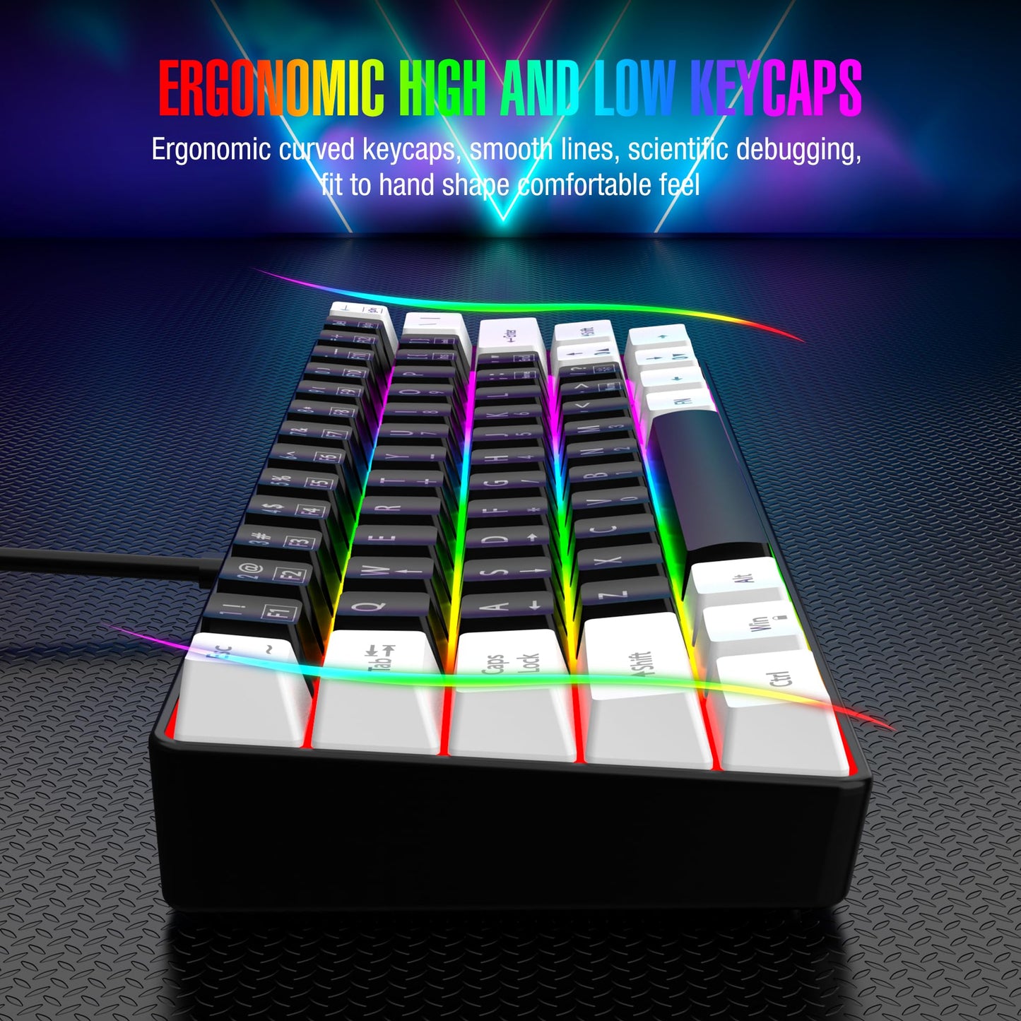 60% Wired RGB Backlit Gaming Keyboard | Compact Portable Design for PC/Mac Gamers & Typists