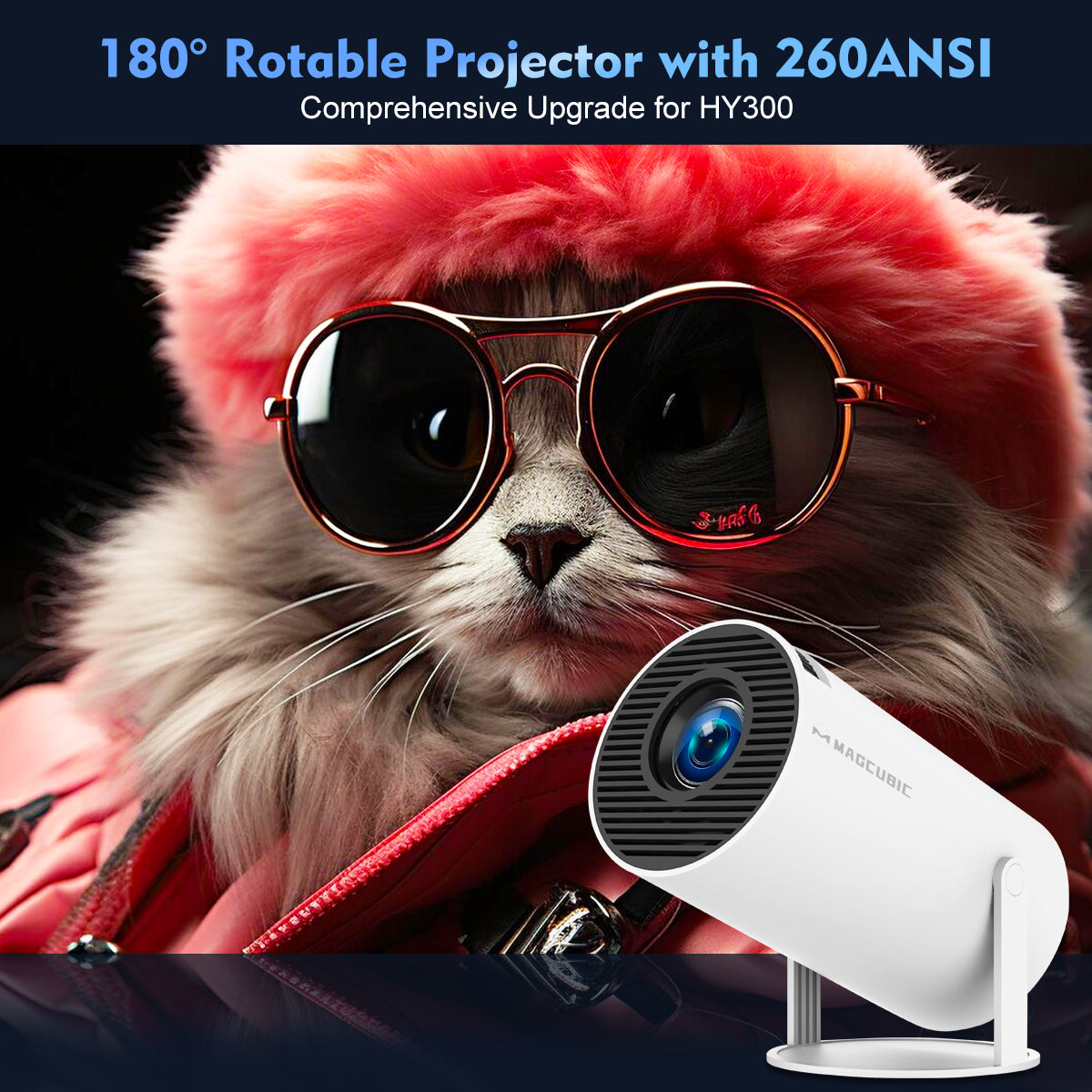 Magcubic HY300 PRO 4K Projector | Android 11 | Dual Wifi6 | 260 ANSI | BT5.0 | 1080P | Home Cinema and Outdoor Use