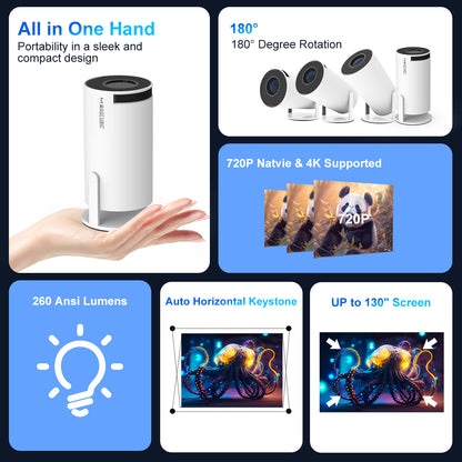 Magcubic HY300 PRO 4K Projector | Android 11 | Dual Wifi6 | 260 ANSI | BT5.0 | 1080P | Home Cinema and Outdoor Use