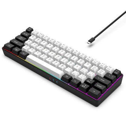 60% Wired RGB Backlit Gaming Keyboard | Compact Portable Design for PC/Mac Gamers & Typists