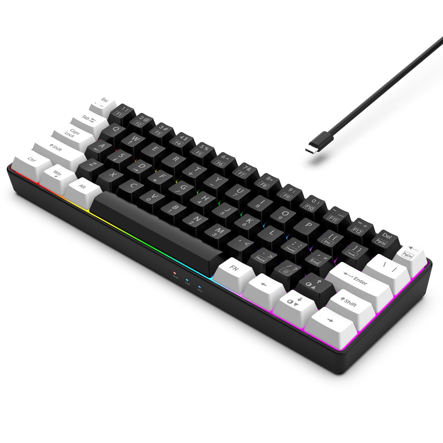 60% Wired RGB Backlit Gaming Keyboard | Compact Portable Design for PC/Mac Gamers & Typists