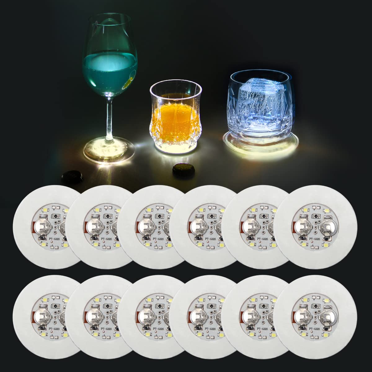 12 Pcs LED Coasters for Drinks