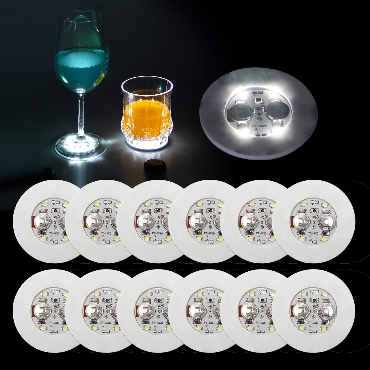 12 Pcs LED Coasters for Drinks