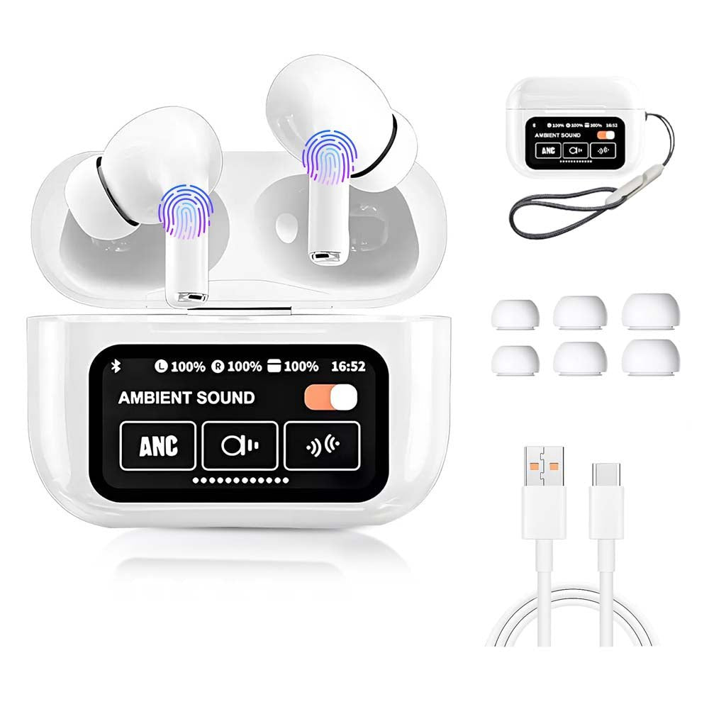 A9 PRO Bluetooth earbuds LCD full color smart display touch screen - HotSeller.eu