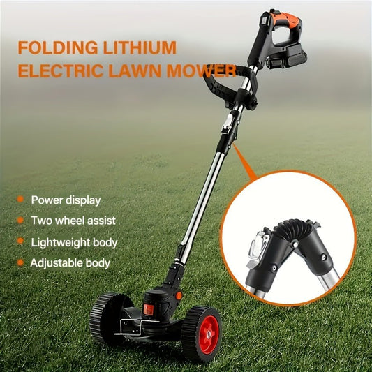 Foldable cordless electric lawn mower with high - capacity lithium battery - HotSeller.eu