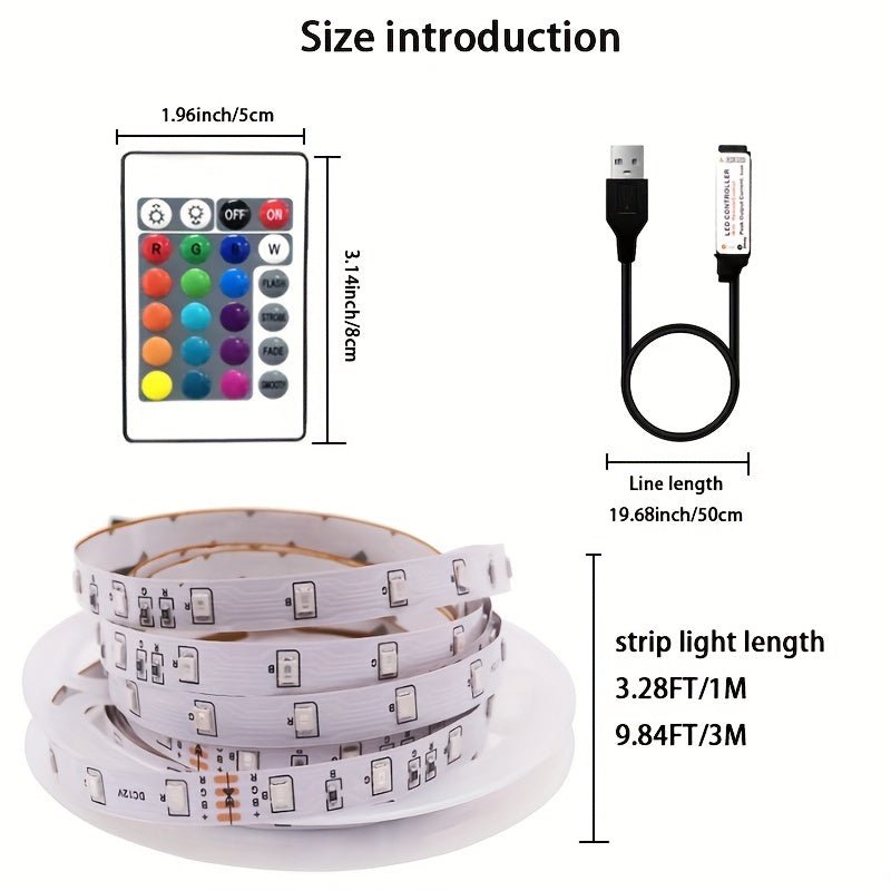 LuxRay® Vibrant RGB3535 LED Strip Light with Handy USB Plug & Easy - Control Remote - HotSeller.eu