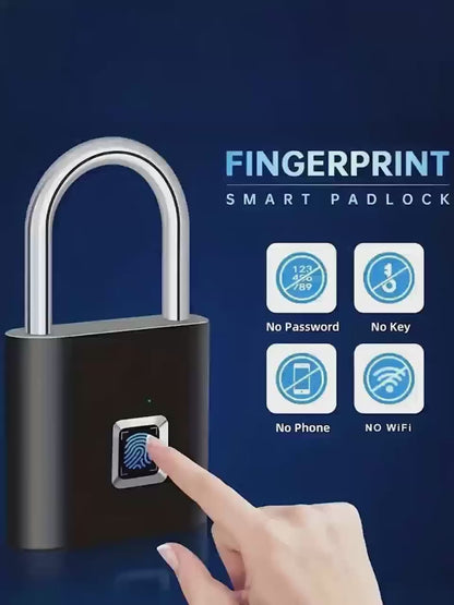 Advanced Biometric Smart Padlock - Fingerprint Recognition, USB Rechargeable