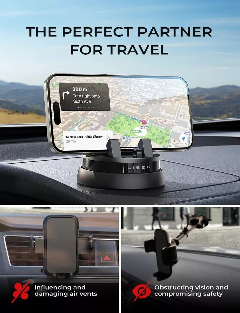 LISEN 360° Rotatable Dashboard Car Phone Holder